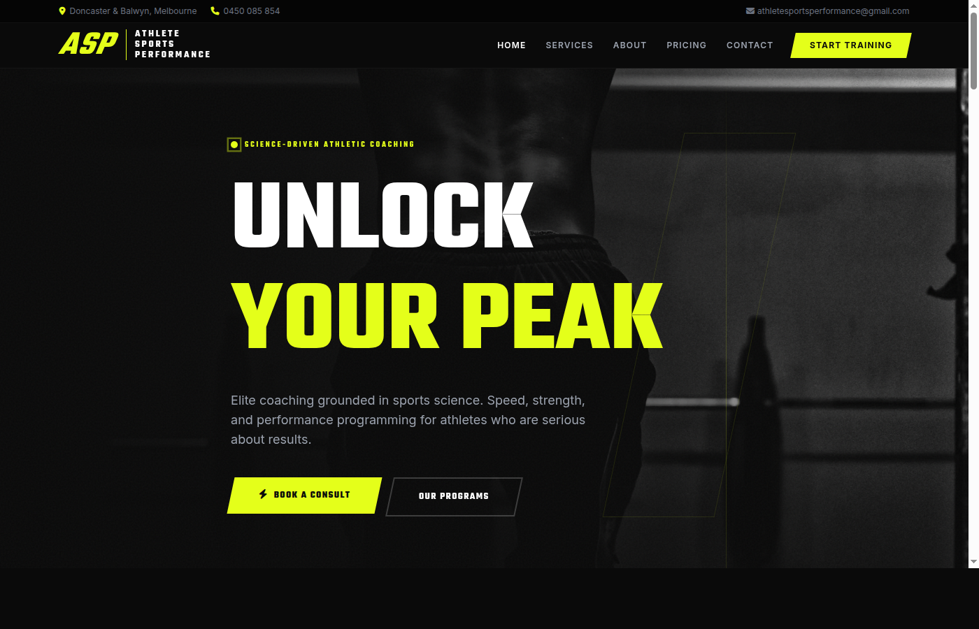 Sports performance website