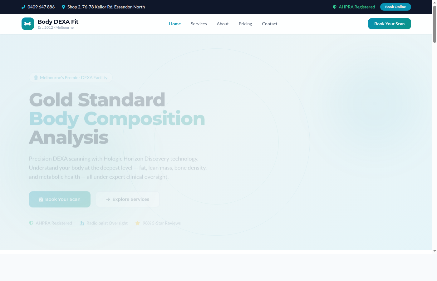 Body scanning business website