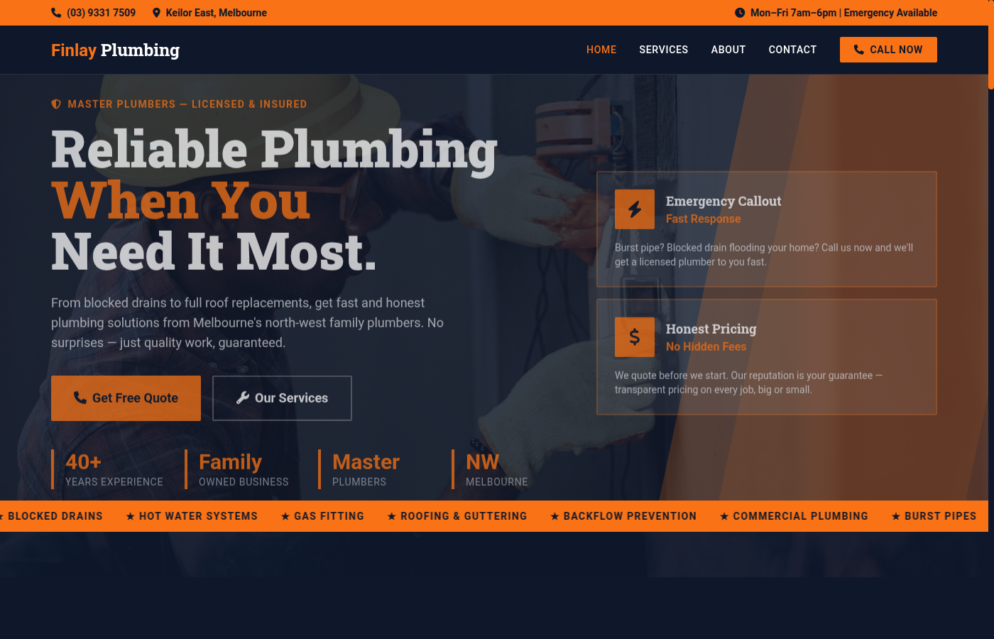 Plumbing business website