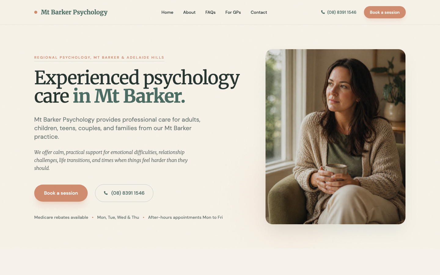Mt Barker Psychology website