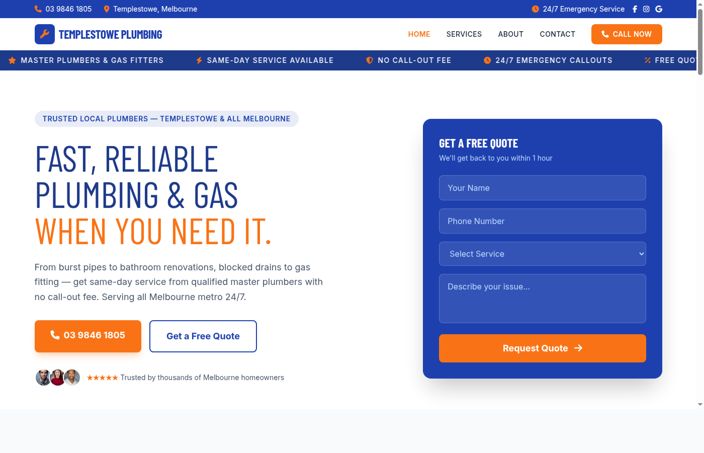 Local plumbing website